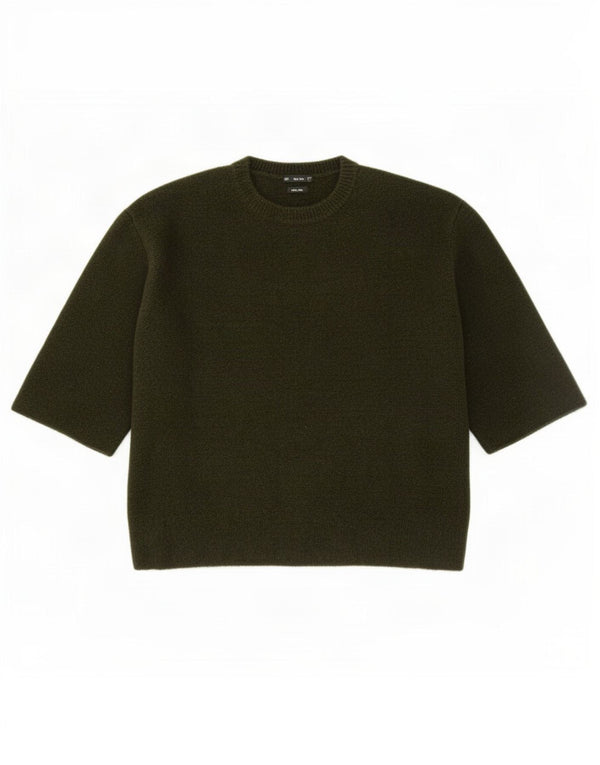 Maglione girocollo da donna con maniche a 3/4 Zara UK 14 Cachi medio