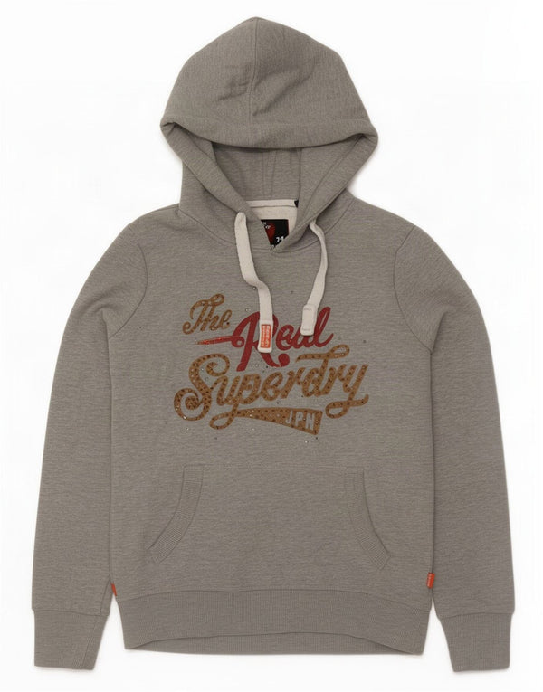 Felpa con cappuccio oversize con grafica da donna Superdry UK 10 Small Cotone grigio