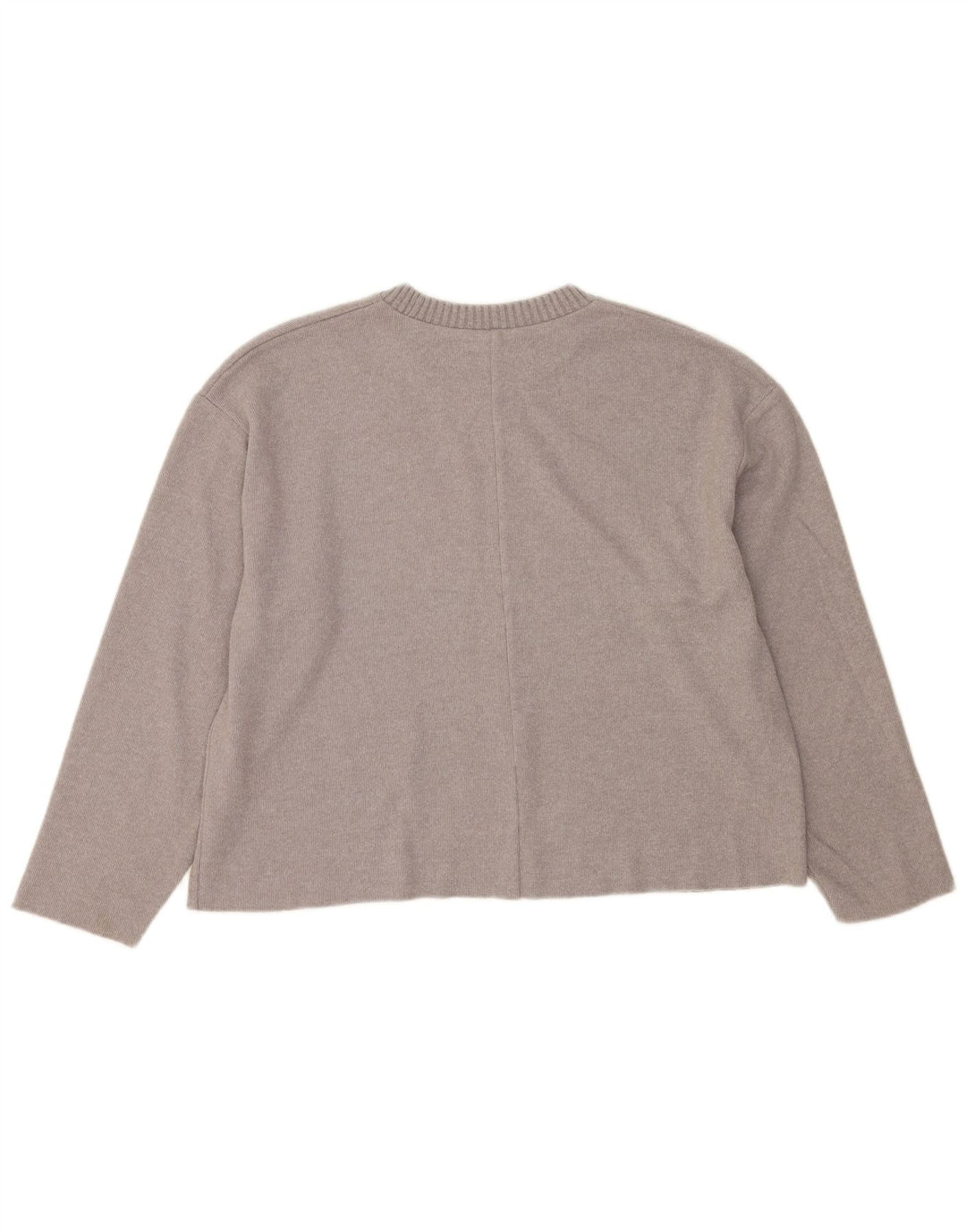 Maglione corto con scollo a barca da donna Zara UK 16 grande poliestere grigio