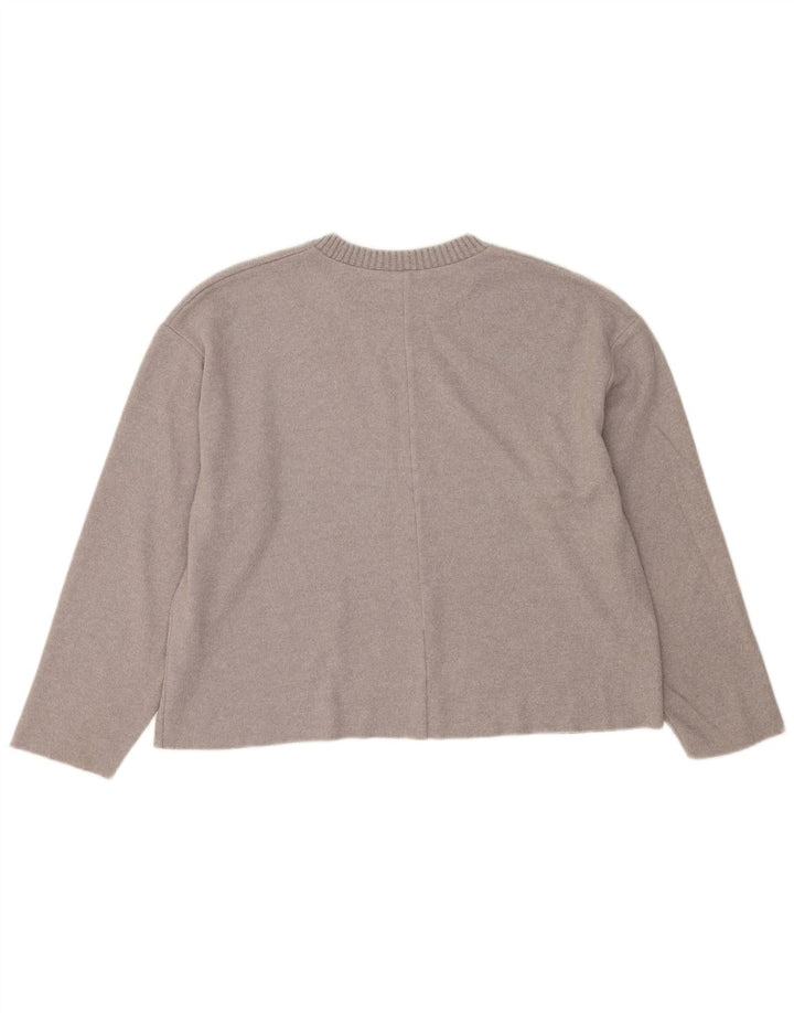 Maglione corto con scollo a barca da donna Zara UK 16 grande poliestere grigio