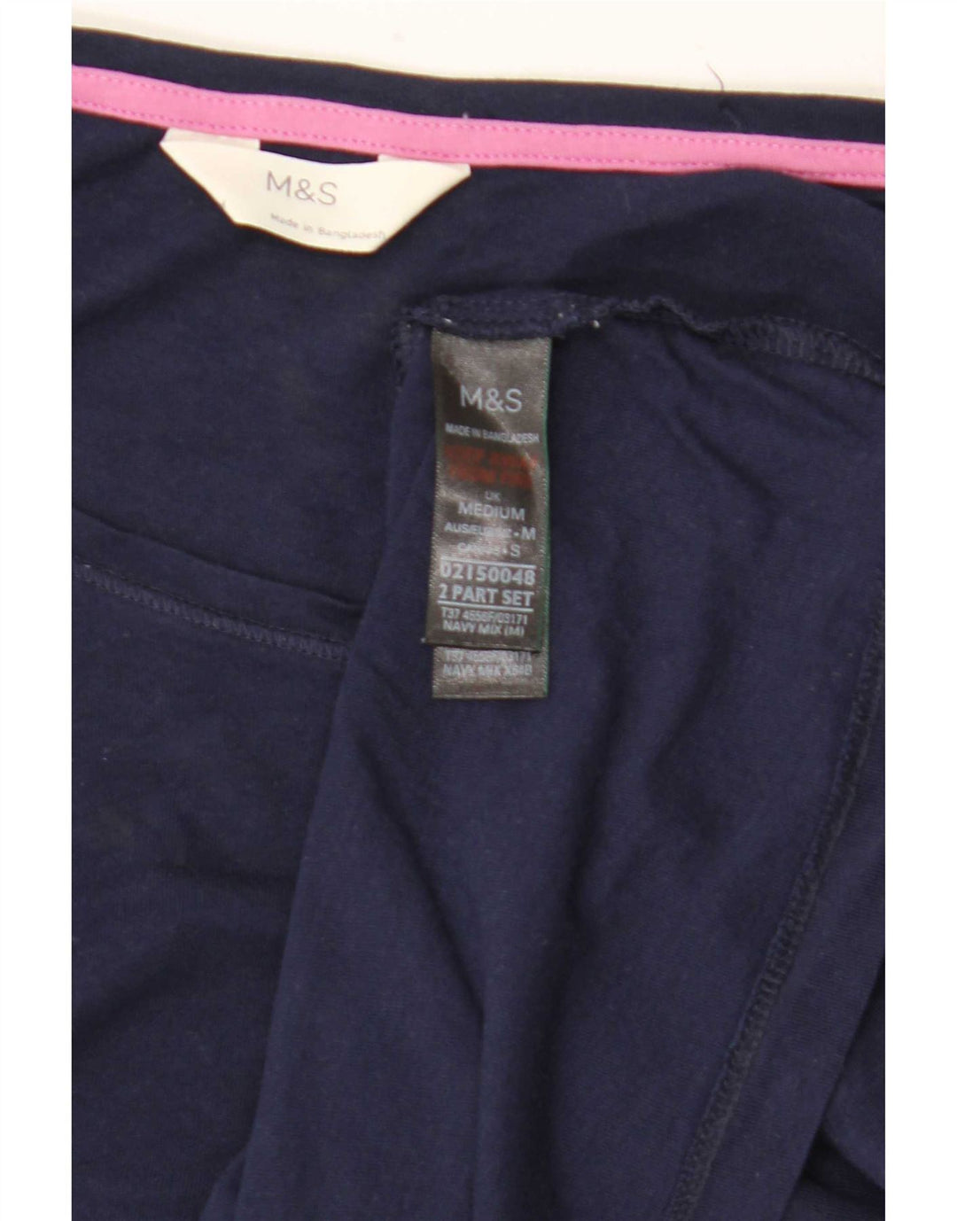 Marks & Spencer Top da donna a maniche lunghe UK 14 medio cotone blu navy