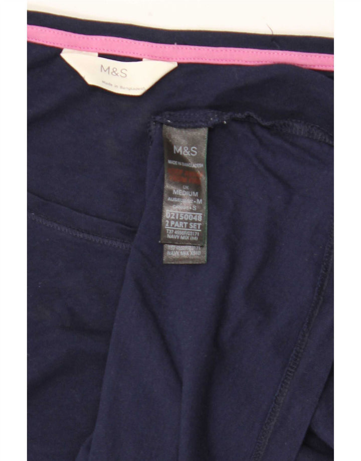 Marks & Spencer Top da donna a maniche lunghe UK 14 medio cotone blu navy