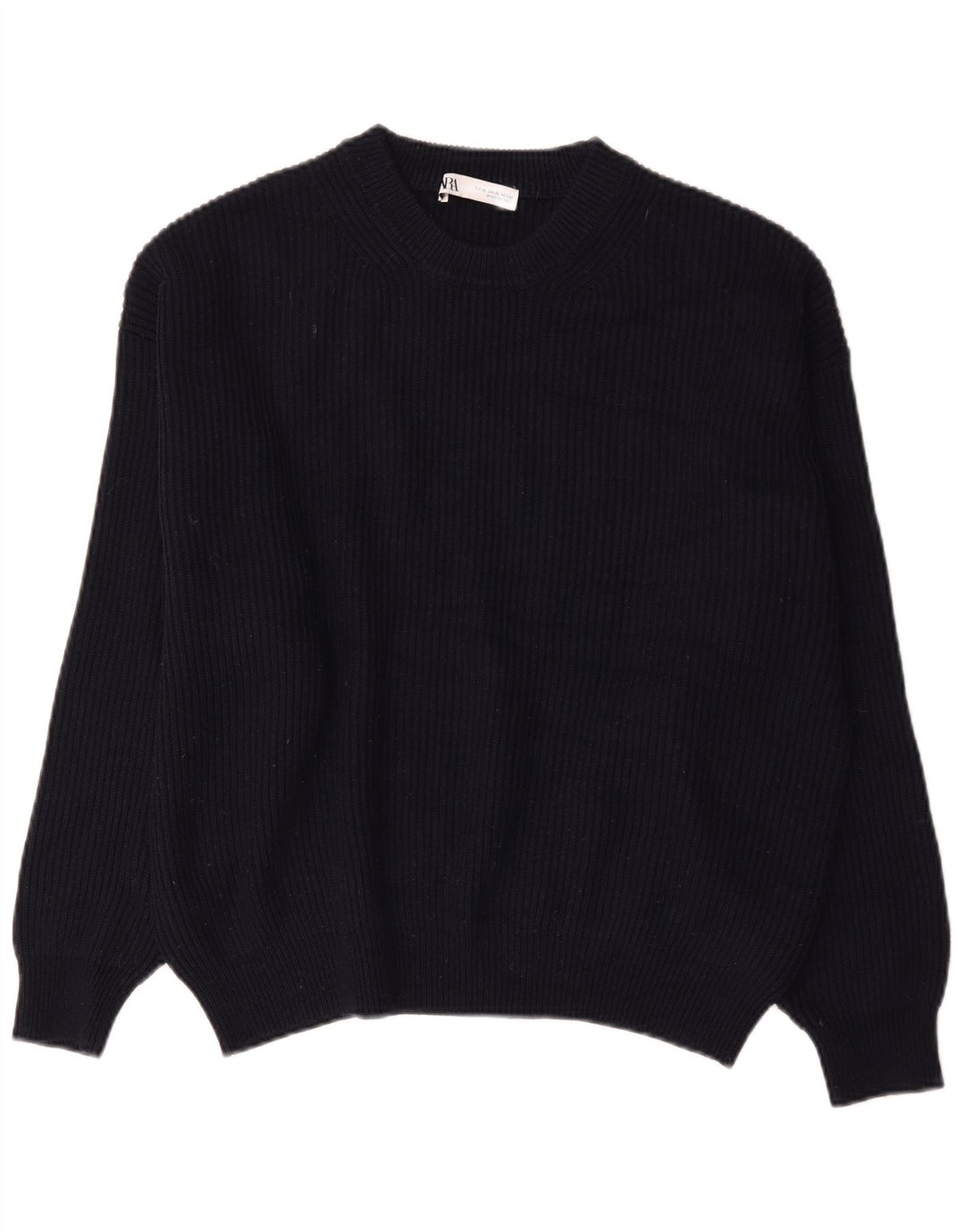 Maglione maglione girocollo oversize da donna Zara UK 18 XL poliestere blu navy