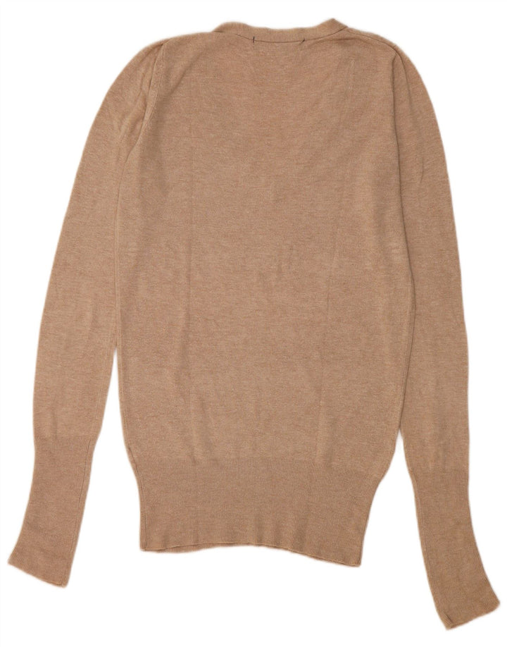 Maglione con scollo a V da donna Zara UK 10 piccolo Beige