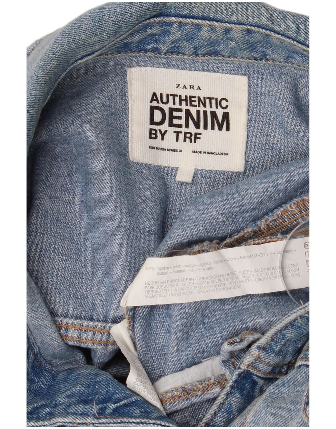 Giacca in denim corta da donna ZARA UK 14 grande cotone blu