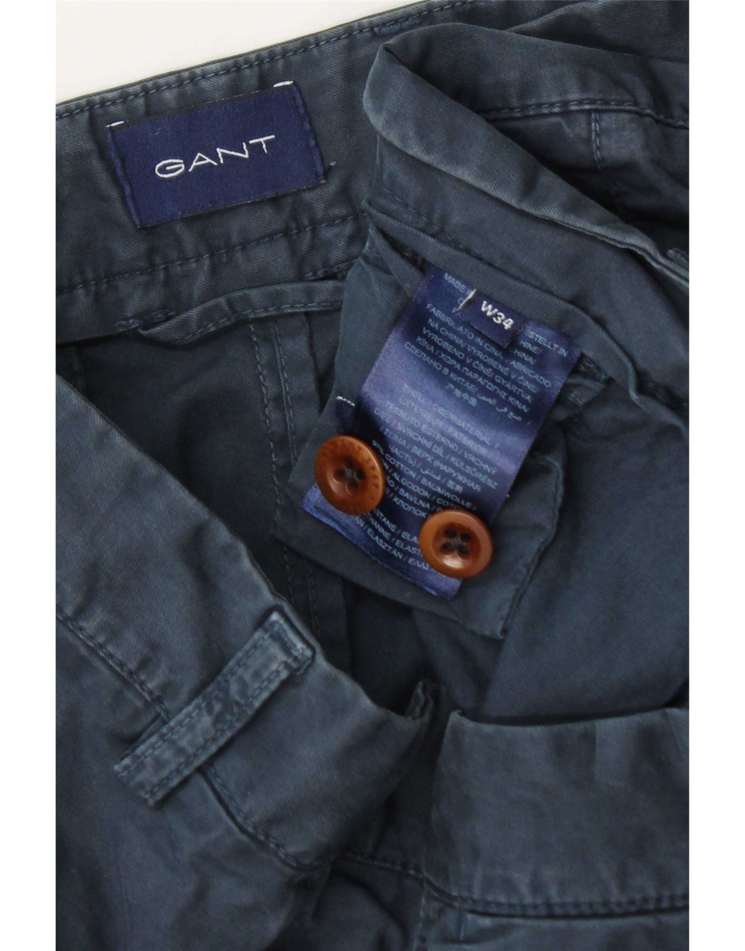 Pantaloncini chino da uomo Gant W34 Large in cotone blu navy