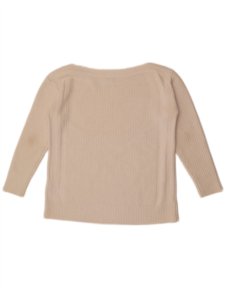 Maglione maglione oversize da donna con scollo a barca Reiss UK 10 piccolo in lana bianca