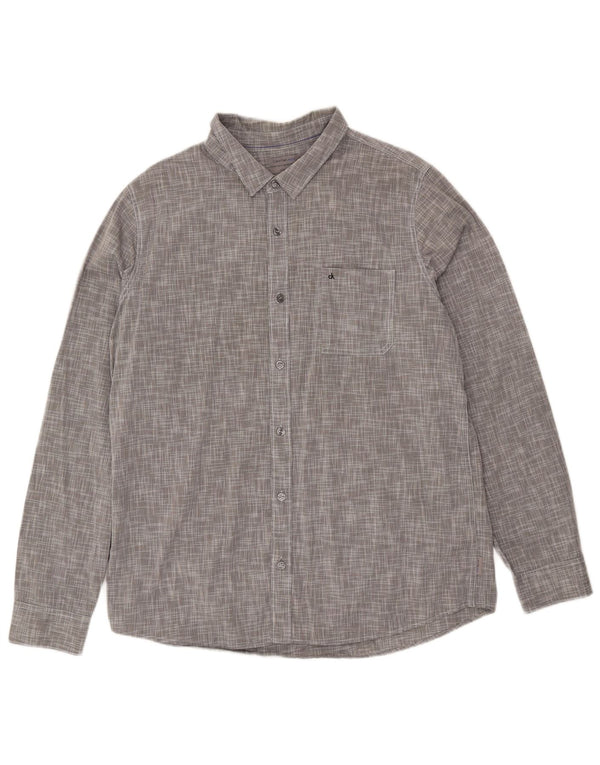Camicia slim fit da uomo Calvin Klein Jeans 2XL cotone chiazzato grigio