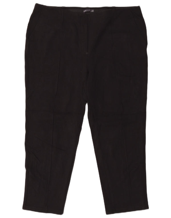MARKS & SPENCER Pantaloni da abito slim da donna UK 22 3XL W42 L28 Viscosa nera
