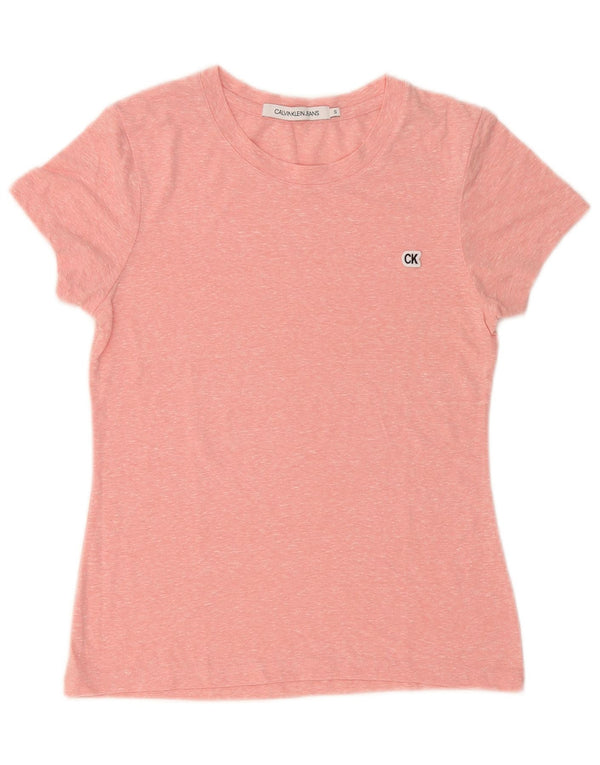 Maglietta da donna Calvin Klein Jeans Top UK 10 Small Pink Flecked