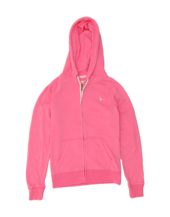 JACK WILLS Womens Oversized Zip Hoodie Sweater UK 10 Small Pink Polyester Vintage Jack Wills and Second-Hand Jack Wills from Messina Hembry 