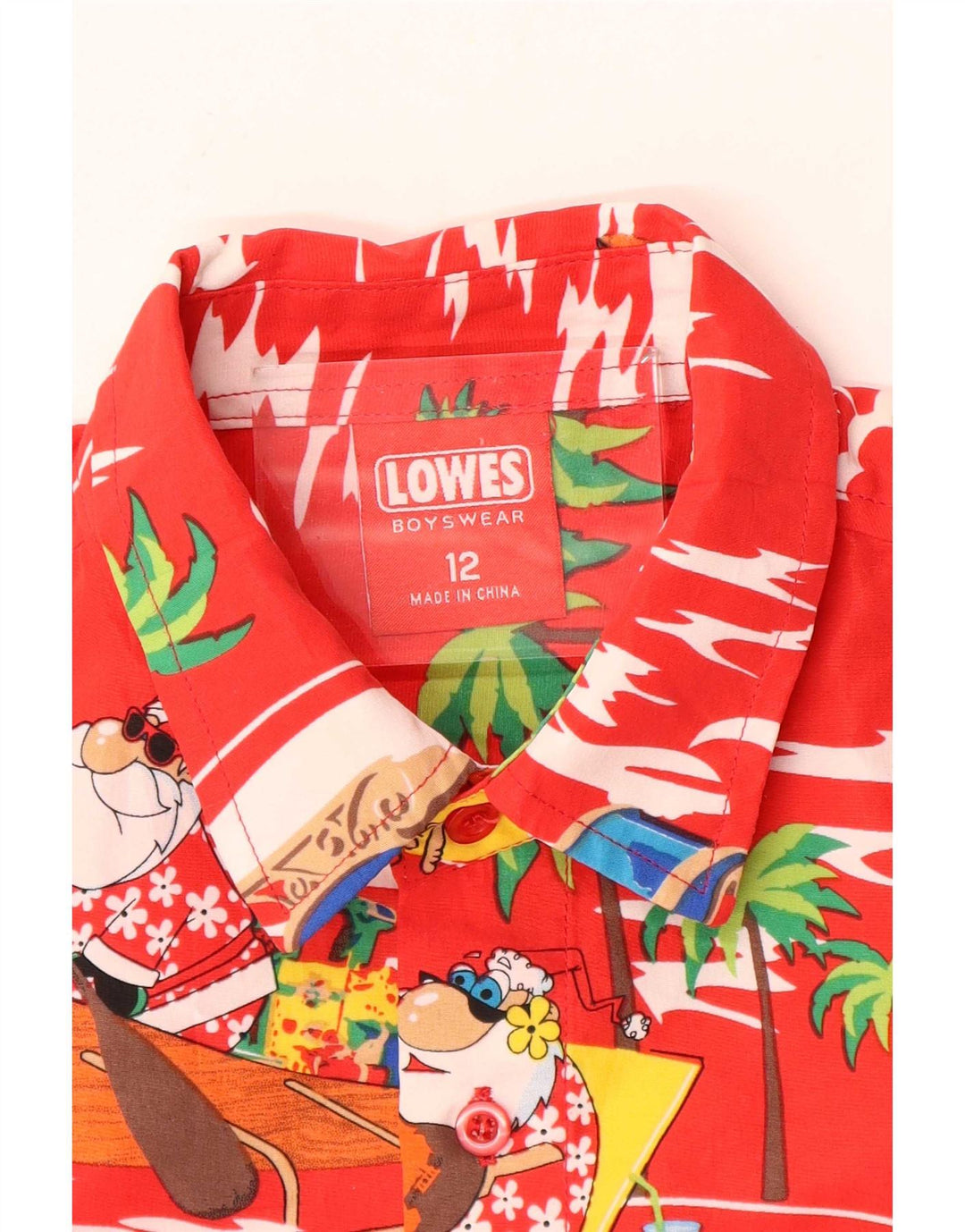 Camicia a maniche corte Lowes da ragazzo con motivo astratto 11-12 anni rossa hawaiana