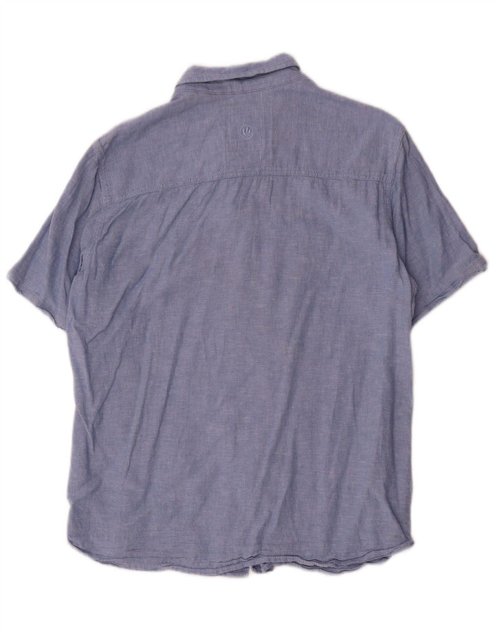 Camicia a maniche corte da uomo Fat Face in cotone blu medio