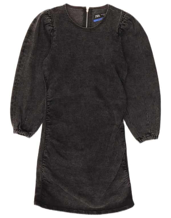 Abito in denim con maniche a 3/4 da donna Zara UK 4 XS cotone grigio anni '80
