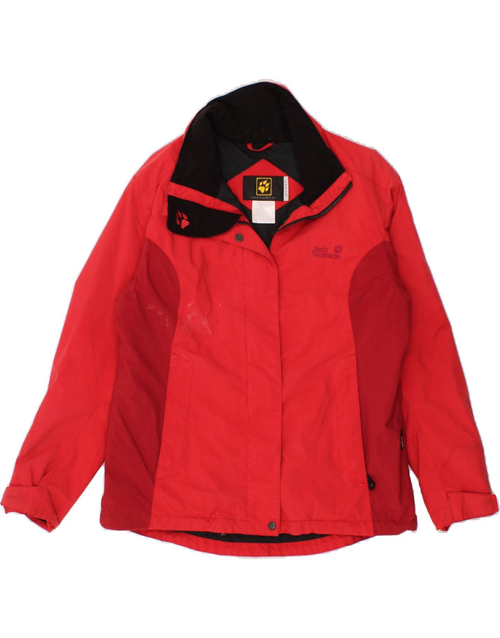 JACK WOLFSKIN Womens Windbreaker Jacket UK 14 Medium Red Colourblock Vintage Jack Wolfskin and Second-Hand Jack Wolfskin from Messina Hembry 