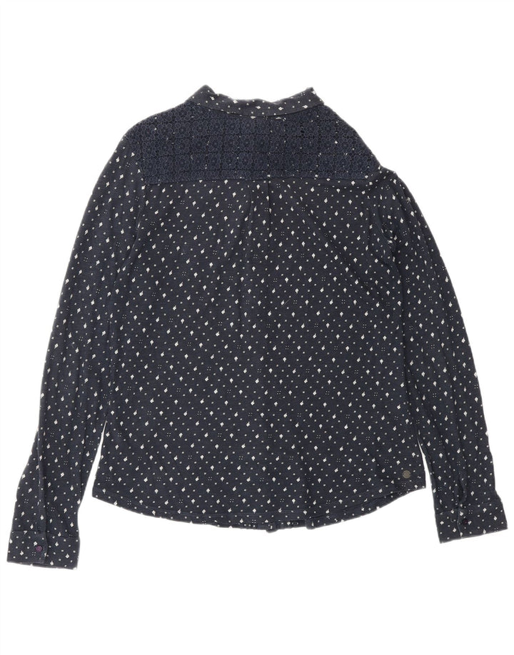 FAT FACE Camicetta da donna UK 12 Cotone floreale blu navy medio