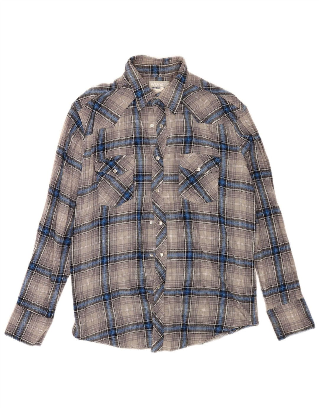 Camicia da uomo in flanella Wrangler, cotone a quadri grigi grandi