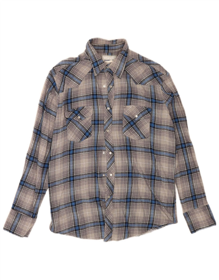 Camicia da uomo in flanella Wrangler, cotone a quadri grigi grandi