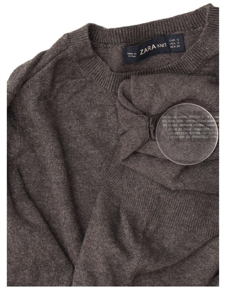 Maglione maglione girocollo da donna Zara UK 8 piccolo in viscosa grigia