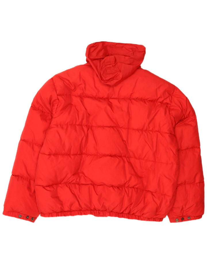 Giacca imbottita con cappuccio vintage da uomo UK 40 grande rossa in poliammide