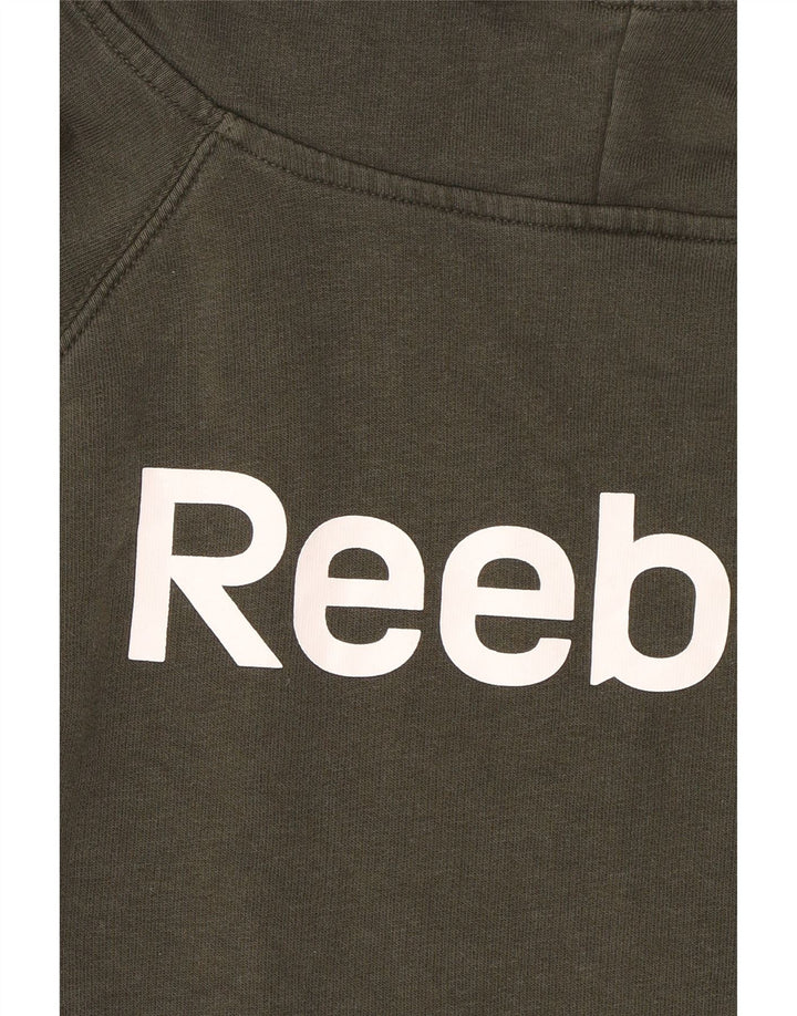 REEBOK Mens Graphic Hoodie Jumper Medium Green