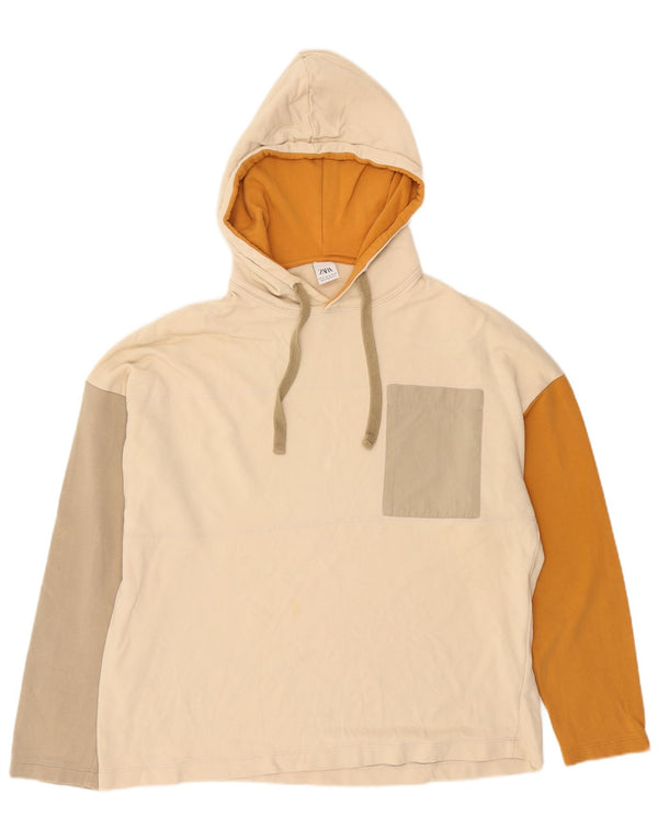 Felpa con cappuccio da uomo Zara XL in cotone color block multicolore