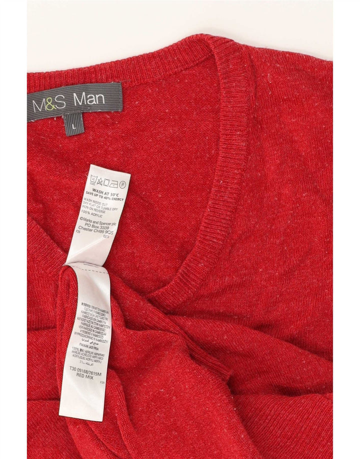 Maglione da uomo con scollo a V Marks & Spencer grande acrilico rosso