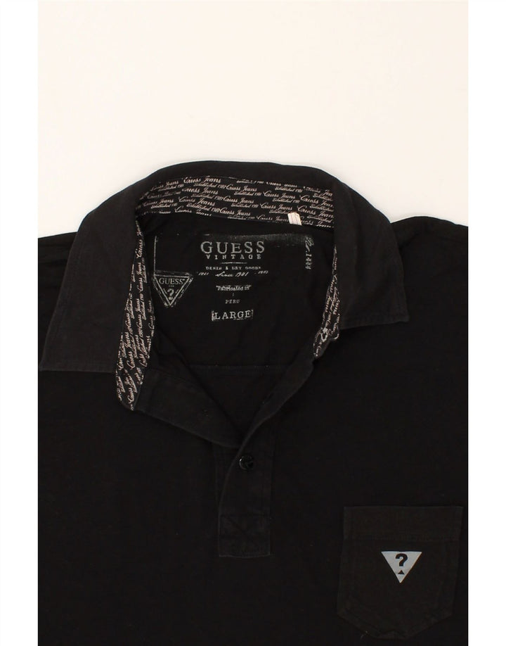 Polo grafica da uomo GUESS grande nera