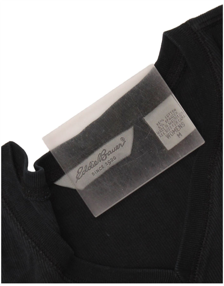 EDDIE BAUER Top da donna a maniche lunghe UK 14 medio cotone nero