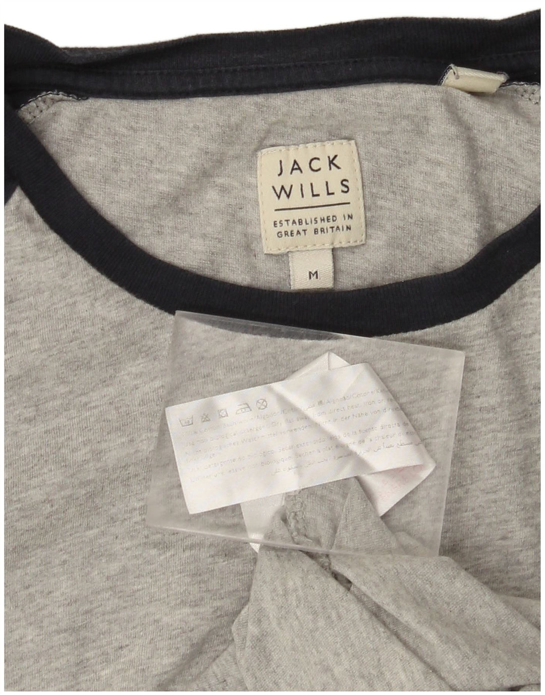 JACK WILLS Top da uomo a maniche lunghe in cotone color block grigio medio