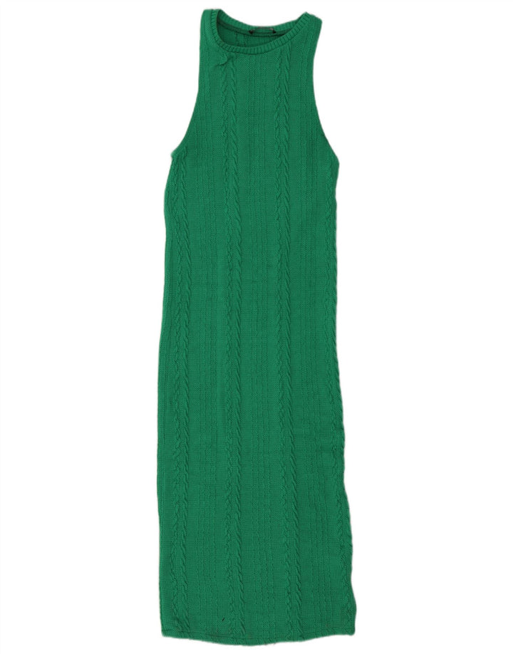 Abito aderente maxi senza maniche da donna Zara UK 12 Poliestere verde medio