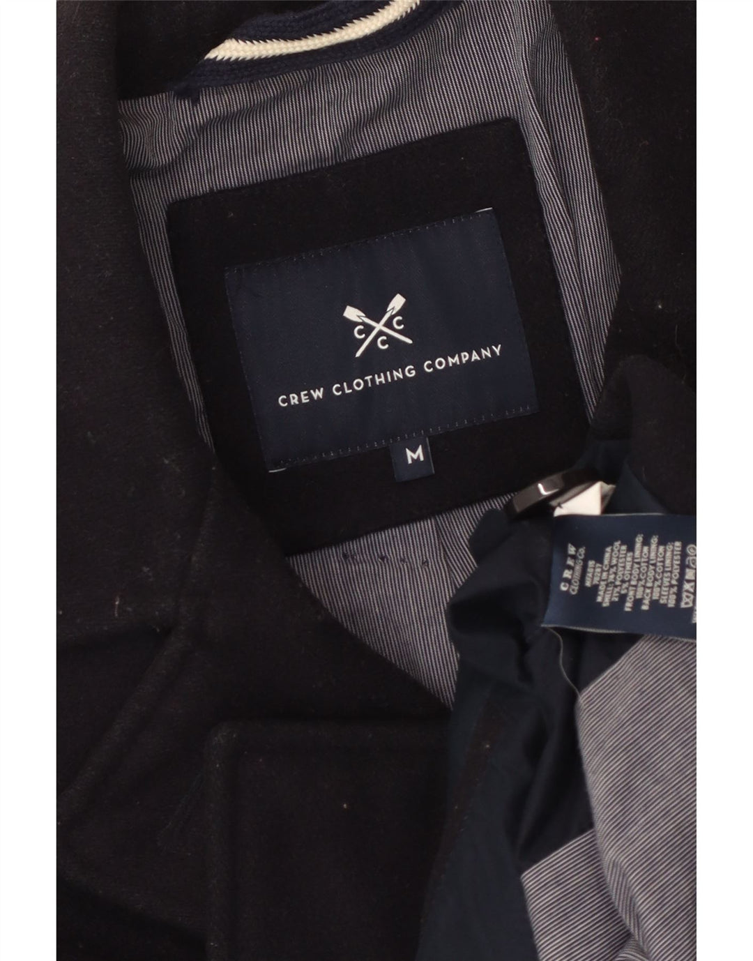 Crew Clothing Cappotto da marinaio da uomo UK 38 Lana media blu navy