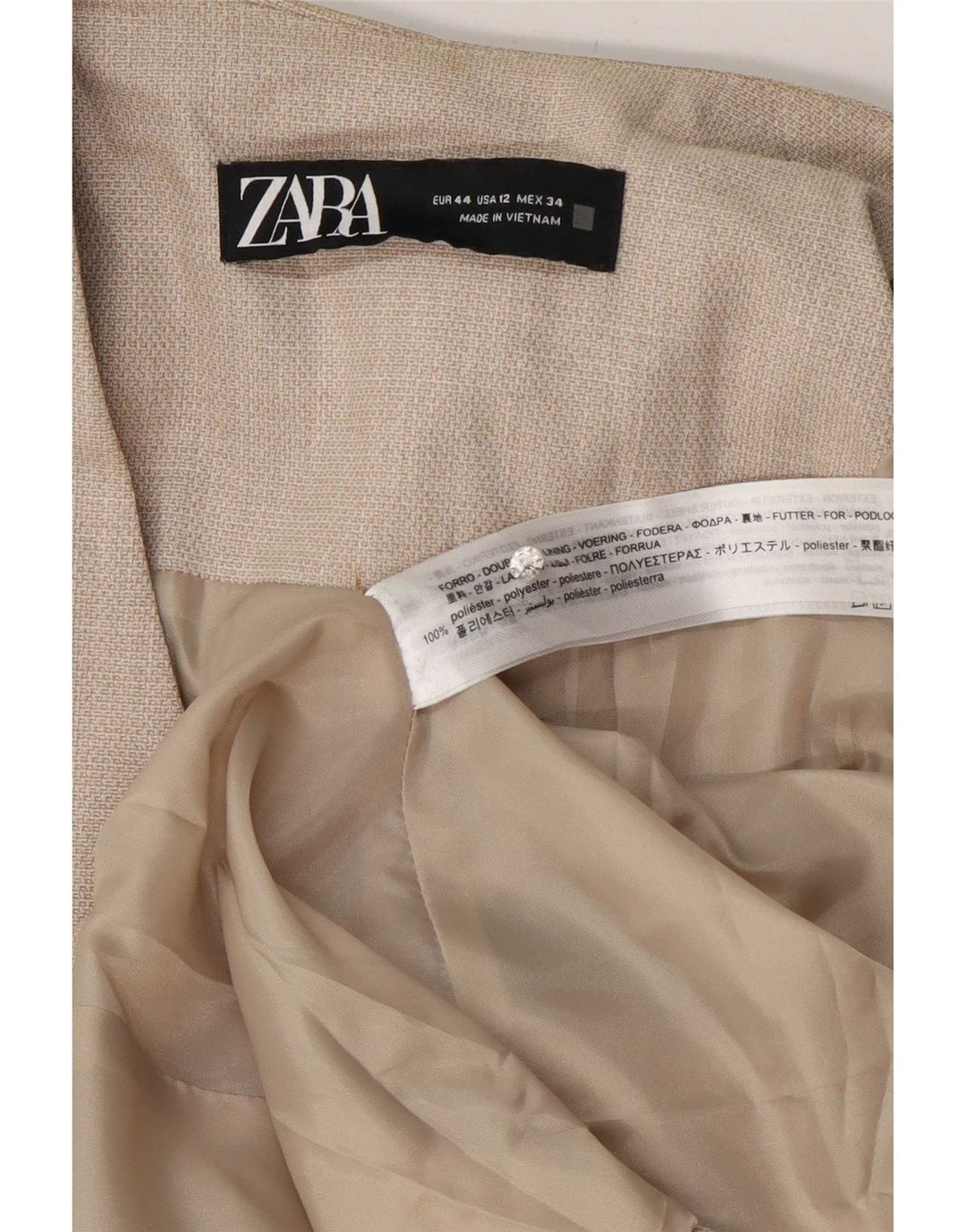Giacca blazer a 1 bottone da donna Zara EU 44 XL Poliestere beige