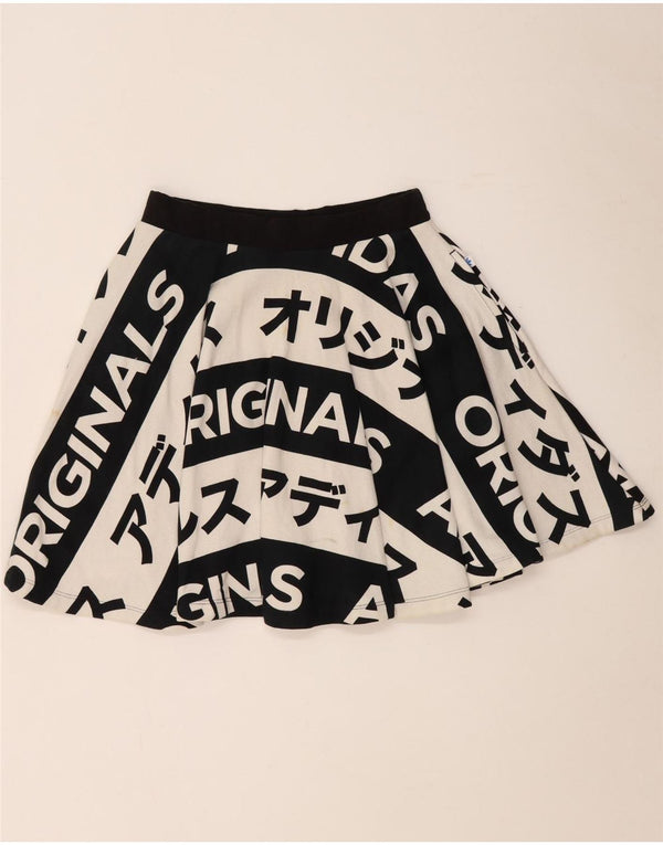 Adidas Womens Graphic Skirt UK 10 Small Black Cotton