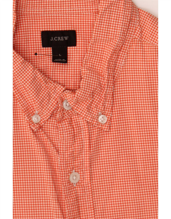 J. CREW Mens Shirt Large Orange Gingham Cotton Vintage J. Crew and Second-Hand J. Crew from Messina Hembry 