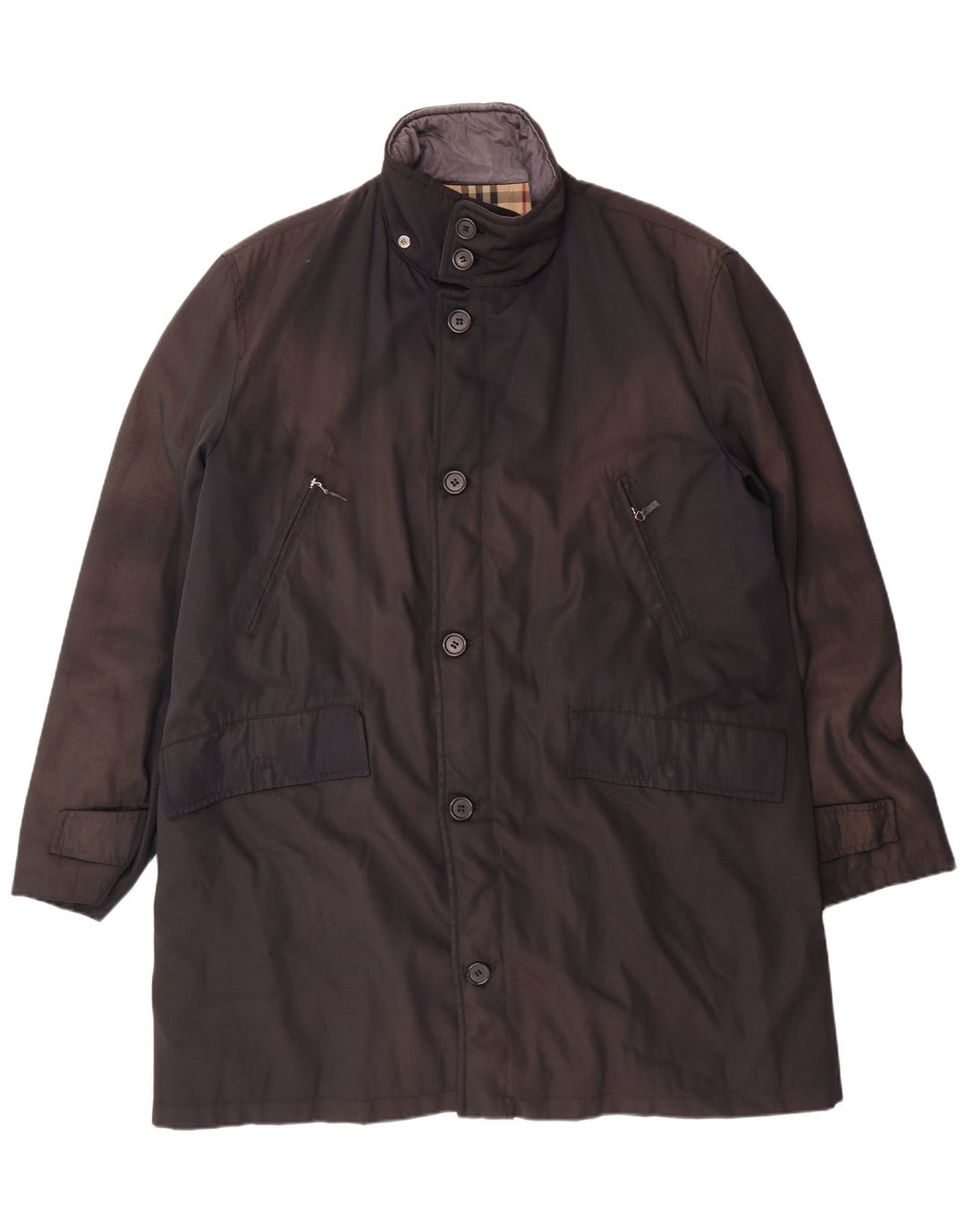 BURBERRY Cappotto da uomo UK 40 Large Nero in poliammide Classico