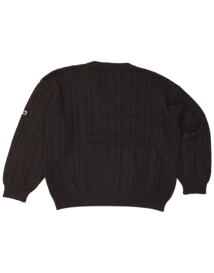 Maglione da uomo con scollo a V Navigare, grande, in lana grigia