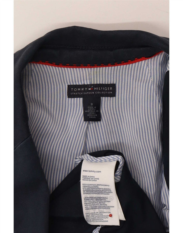 Tommy Hilfiger Donna Giacca blazer a 2 bottoni US 8 Medio Blu Navy Cotone