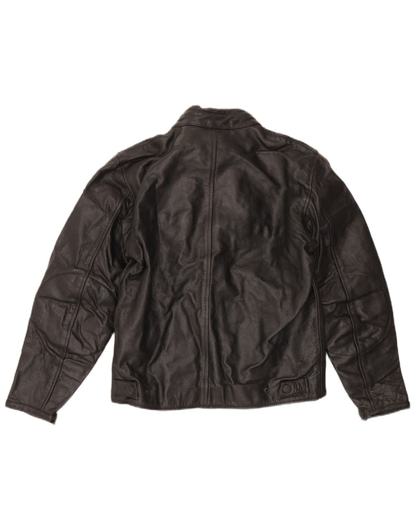 Giacca da corsa in pelle da donna vintage UK 16 grande nera