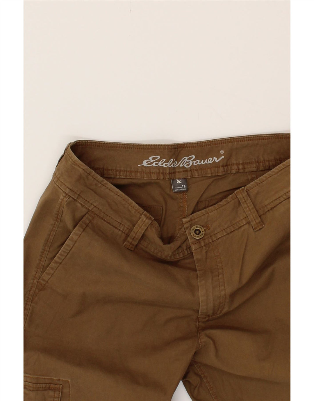 EDDIE BAUER Womens Slim Cargo Trousers US 6 Medium W32 L26 Brown Cotton Vintage Eddie Bauer and Second-Hand Eddie Bauer from Messina Hembry 