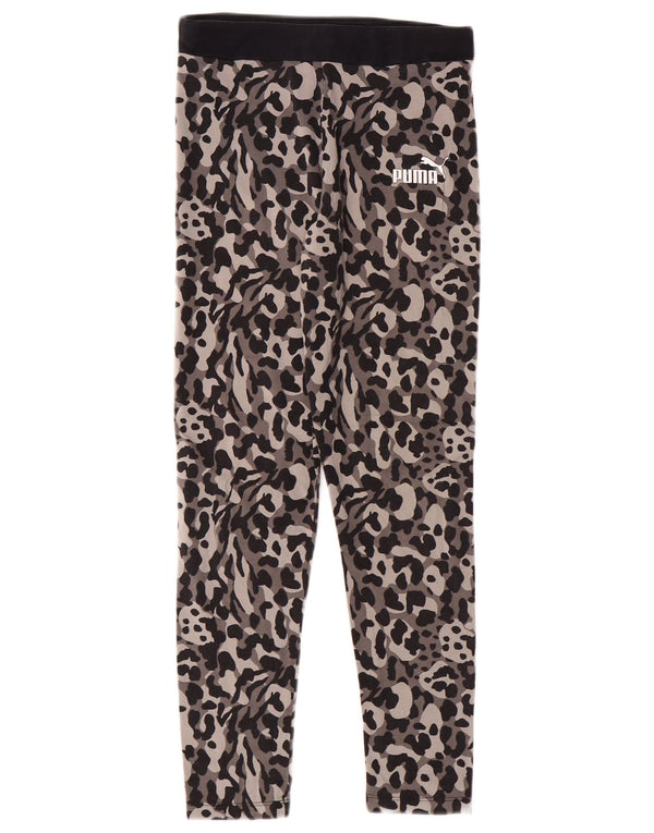 Leggings Puma per ragazze 11-12 anni in cotone grigio con stampa animalier