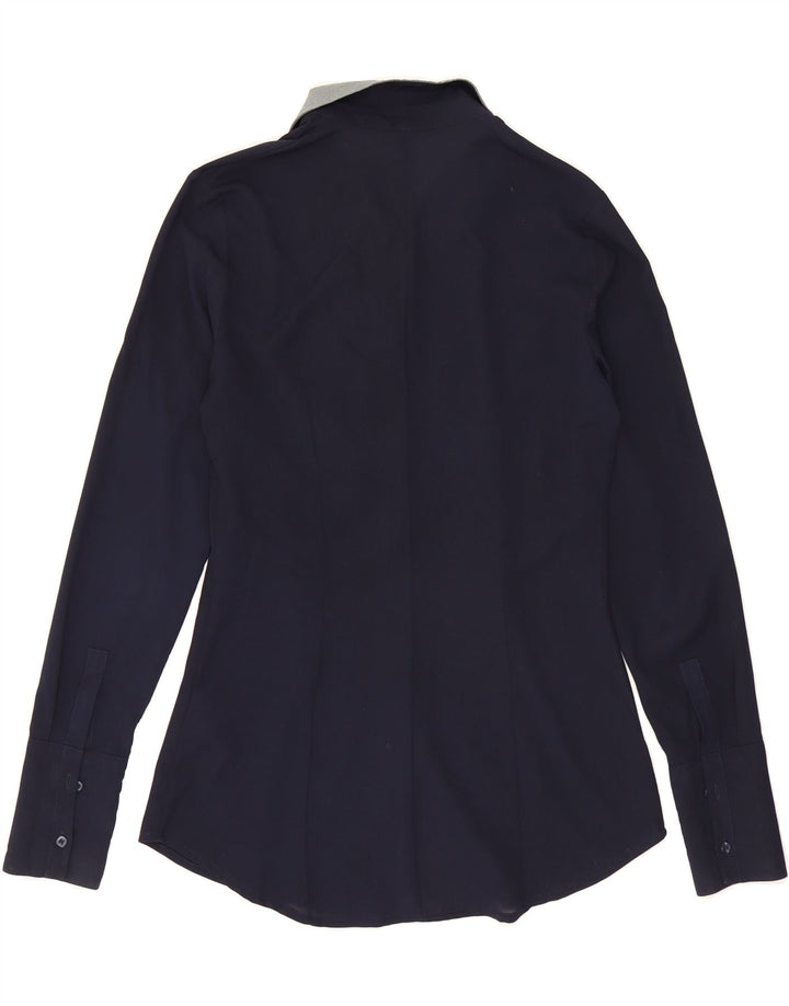 GUESS Womens Shirt UK 12 Medium Navy Blue Polyester Vintage Guess and Second-Hand Guess from Messina Hembry 