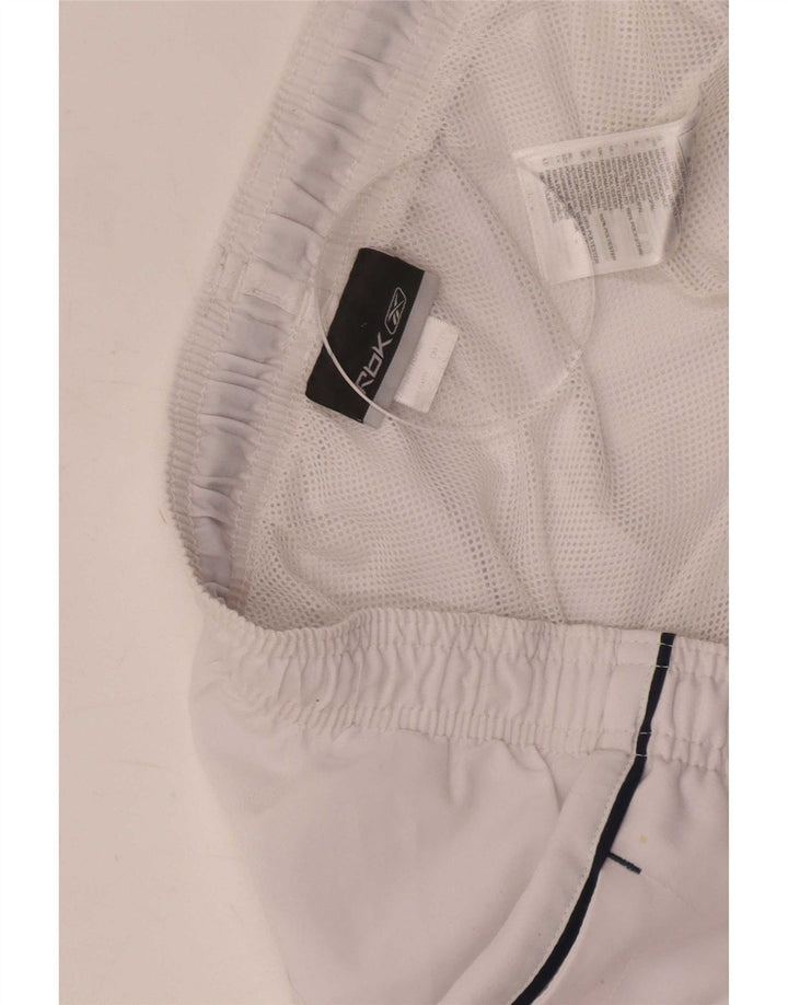 Pantaloncini sportivi Reebok da uomo grandi bianchi in poliestere