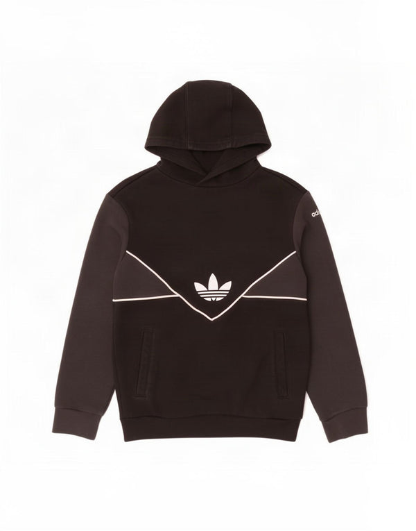 Felpa con cappuccio grafica Adidas da bambino 6-7 anni in cotone color block nero