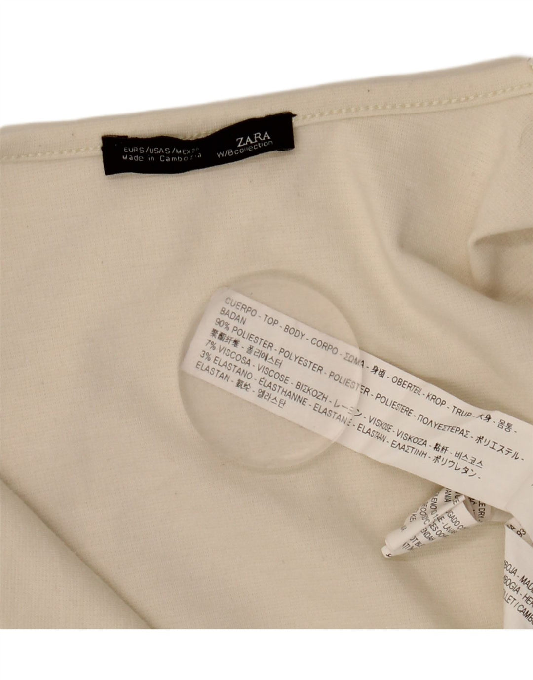 Top cardigan asimmetrico da donna Zara UK 10 piccolo poliestere bianco sporco