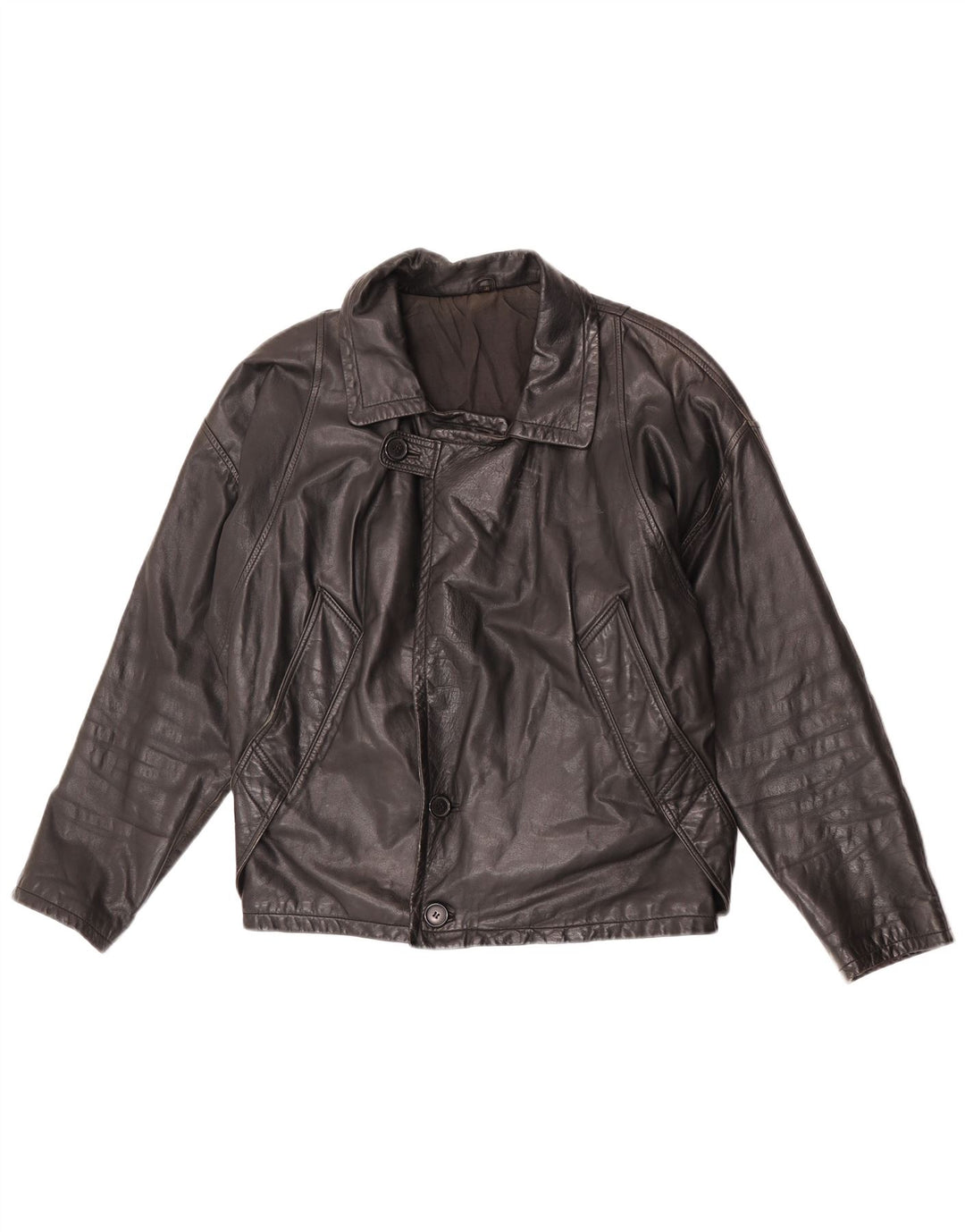 Giacca in pelle vintage da uomo EU 50 grande in pelle nera