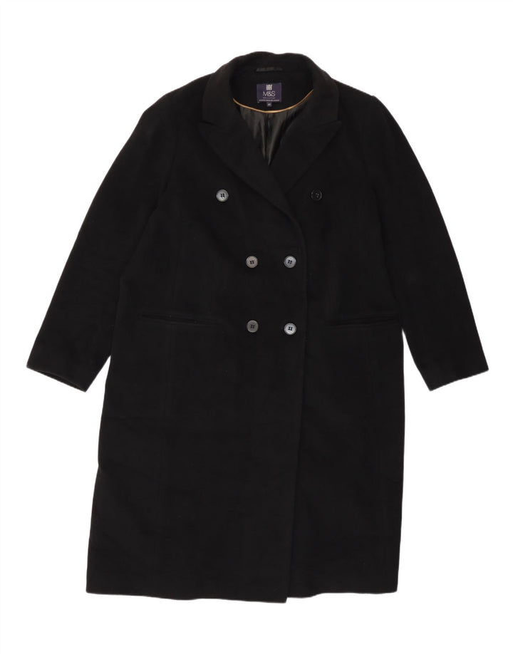 Cappotto doppiopetto da donna Marks & Spencer UK 20 2XL Lana nera