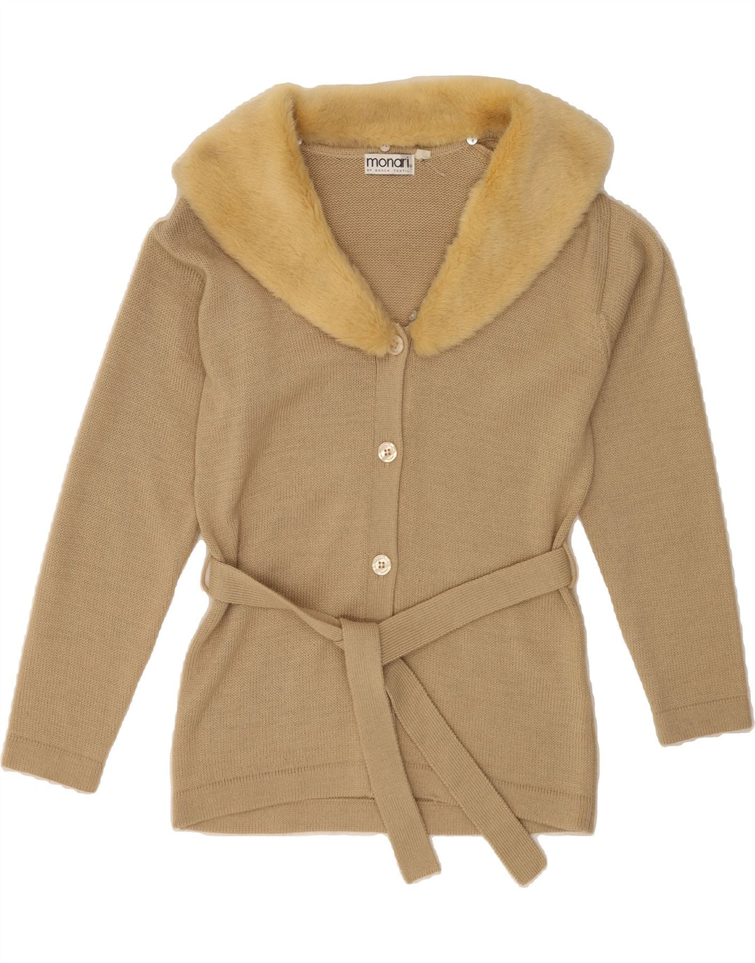 MONARI Womens Cardigan Sweater UK 10 Small Beige Wool Vintage Monari and Second-Hand Monari from Messina Hembry 