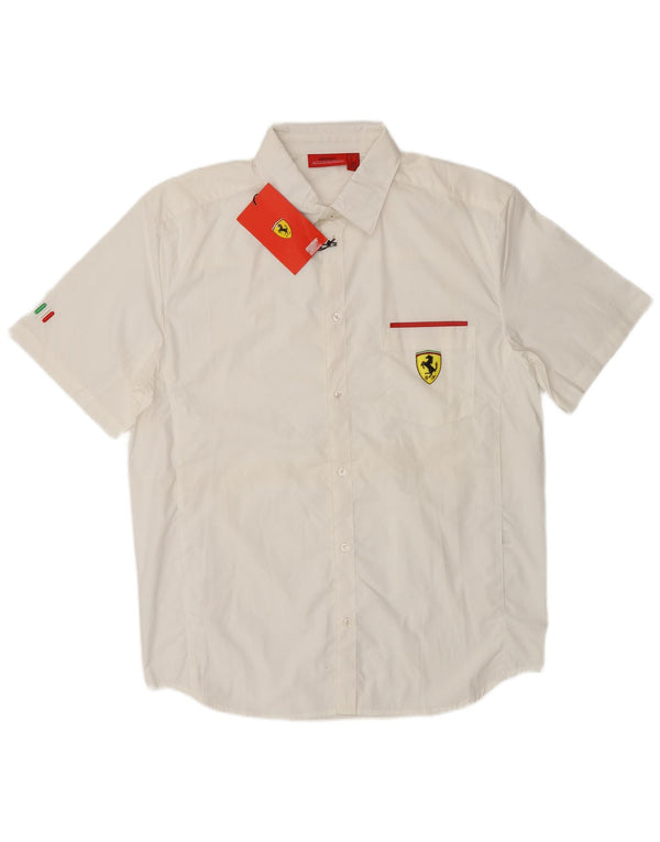 Ferrari Mens Short Sleeve Shirt Medium White Cotton