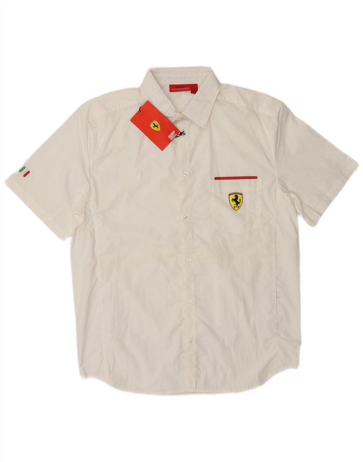 Camicia Ferrari Uomo Manica Corta Cotone Bianco Medio